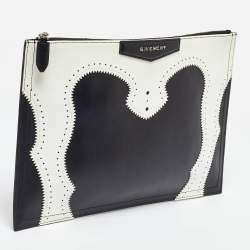 Pre Owned Givenchy Black/White Leather Antigona Zip Pouch