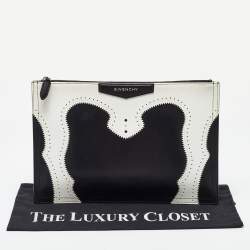 Pre Owned Givenchy Black/White Leather Antigona Zip Pouch