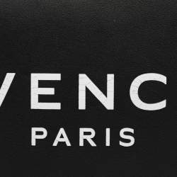 Pre Owned Givenchy Black Leather Logo Top Zip Pouch
