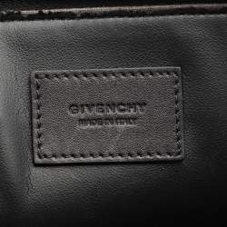 Pre Owned Givenchy Black Leather Logo Top Zip Pouch