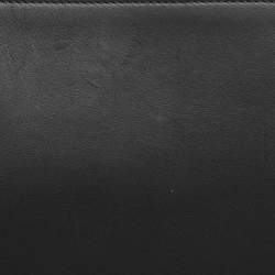 Pre Owned Givenchy Black Leather Logo Top Zip Pouch