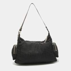 Pre Owned Givenchy Black Monogram Nylon and Leather Multiple Pocket Shoulder Bag 