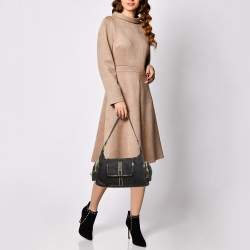 Pre Owned Givenchy Black Monogram Nylon and Leather Multiple Pocket Shoulder Bag 