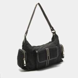 Pre Owned Givenchy Black Monogram Nylon and Leather Multiple Pocket Shoulder Bag 