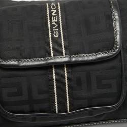 Pre Owned Givenchy Black Monogram Nylon and Leather Multiple Pocket Shoulder Bag 