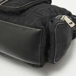 Pre Owned Givenchy Black Monogram Nylon and Leather Multiple Pocket Shoulder Bag 