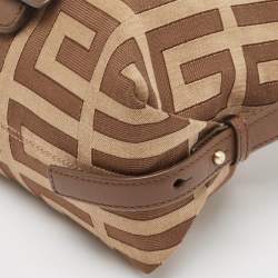 Givenchy Brown/Beige Monogram Canvas and Leather Buckle Flap Hobo