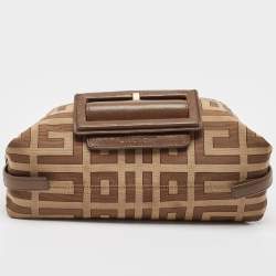 Givenchy Brown/Beige Monogram Canvas and Leather Buckle Flap Hobo