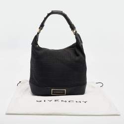 Givenchy Black Monogram Fabric and Leather Studded Shoulder Bag