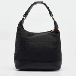 Givenchy Black Monogram Fabric and Leather Studded Shoulder Bag