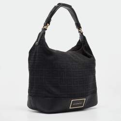 Givenchy Black Monogram Fabric and Leather Studded Shoulder Bag