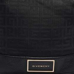 Givenchy Black Monogram Fabric and Leather Studded Shoulder Bag