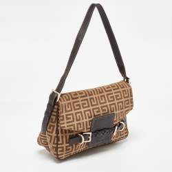 Givenchy Beige/Brown Signature Canvas and Leather Flap Shoulder Bag