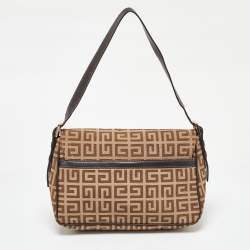 Givenchy Beige/Brown Signature Canvas and Leather Flap Shoulder Bag