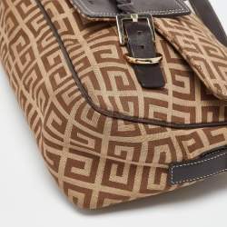 Givenchy Beige/Brown Signature Canvas and Leather Flap Shoulder Bag