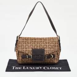 Givenchy Beige/Brown Signature Canvas and Leather Flap Shoulder Bag