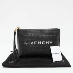 Givenchy Black Monogram Coated Canvas Logo Detail 4G Pouch