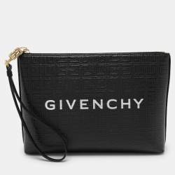 Givenchy Black Monogram Coated Canvas Logo Detail 4G Pouch