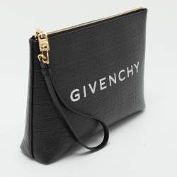Givenchy Black Monogram Coated Canvas Logo Detail 4G Pouch