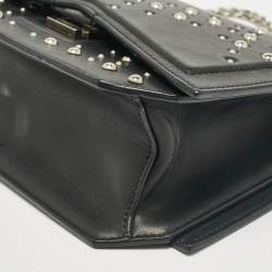 مملوكة مسبقًا Givenchy Black Leather Studded Bow Cut Crossbody Bag