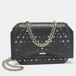 مملوكة مسبقًا Givenchy Black Leather Studded Bow Cut Crossbody Bag