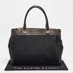 Givenchy Black Monogram Fabric and Leather Double Zip Tote