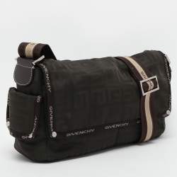Givenchy Olive Green Signature Nylon Flap Crossbody Bag