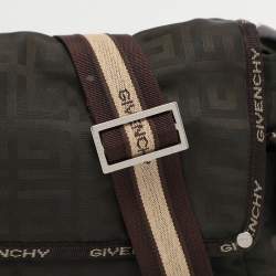 Givenchy Olive Green Signature Nylon Flap Crossbody Bag