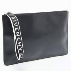 Pre Owned Givenchy Black Coated Canvas 4G Wristlet Pouch