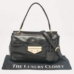Givenchy Black Leather Pushlock Flap Top Handle Bag