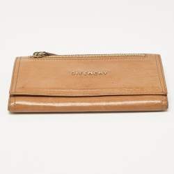 Givenchy Brown Leather Front Zip Continental Wallet