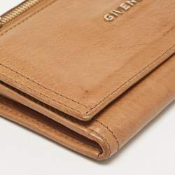 Givenchy Brown Leather Front Zip Continental Wallet