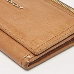 Givenchy Brown Leather Front Zip Continental Wallet