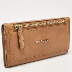 Givenchy Brown Leather Front Zip Continental Wallet