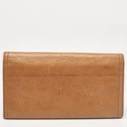 Givenchy Brown Leather Front Zip Continental Wallet