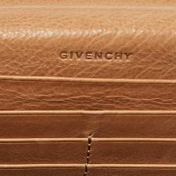 Givenchy Brown Leather Front Zip Continental Wallet