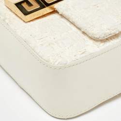 مملوكة مسبقًا Givenchy White Tweed Fabric and Leather 4G Crossbody Bag