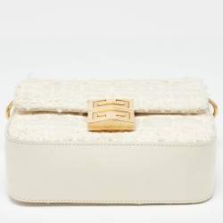 مملوكة مسبقًا Givenchy White Tweed Fabric and Leather 4G Crossbody Bag