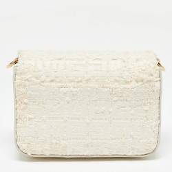 مملوكة مسبقًا Givenchy White Tweed Fabric and Leather 4G Crossbody Bag