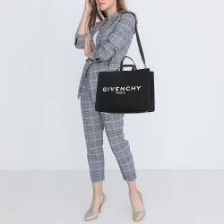 Givenchy Black/White Canvas and Leather Medium G Tote 