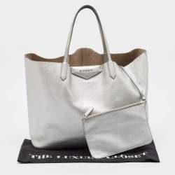 Givenchy Silver Leather Large Antigona Shopper Tote