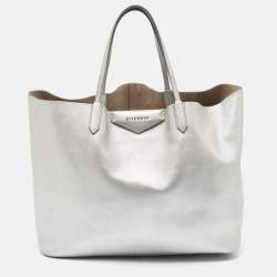 Givenchy Silver Leather Large Antigona Shopper Tote