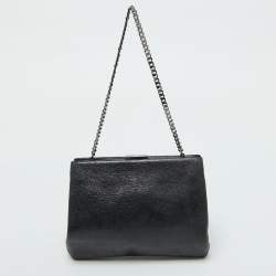 Givenchy Black Leather Chain-Link Accent Clutch