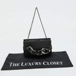 Givenchy Black Leather Chain-Link Accent Clutch