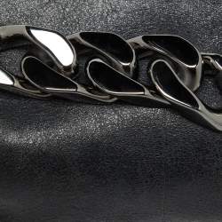 Givenchy Black Leather Chain-Link Accent Clutch