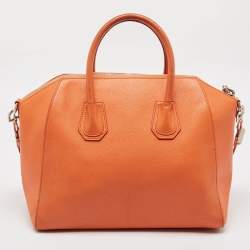 Pre Owned Givenchy Orange Leather Medium Antigona Satchel