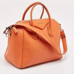 Pre Owned Givenchy Orange Leather Medium Antigona Satchel
