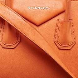Pre Owned Givenchy Orange Leather Medium Antigona Satchel
