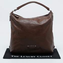 Pre Owned Givenchy Brown Leather Side Zip Hobo