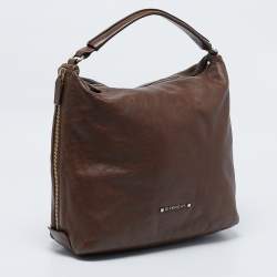 Pre Owned Givenchy Brown Leather Side Zip Hobo